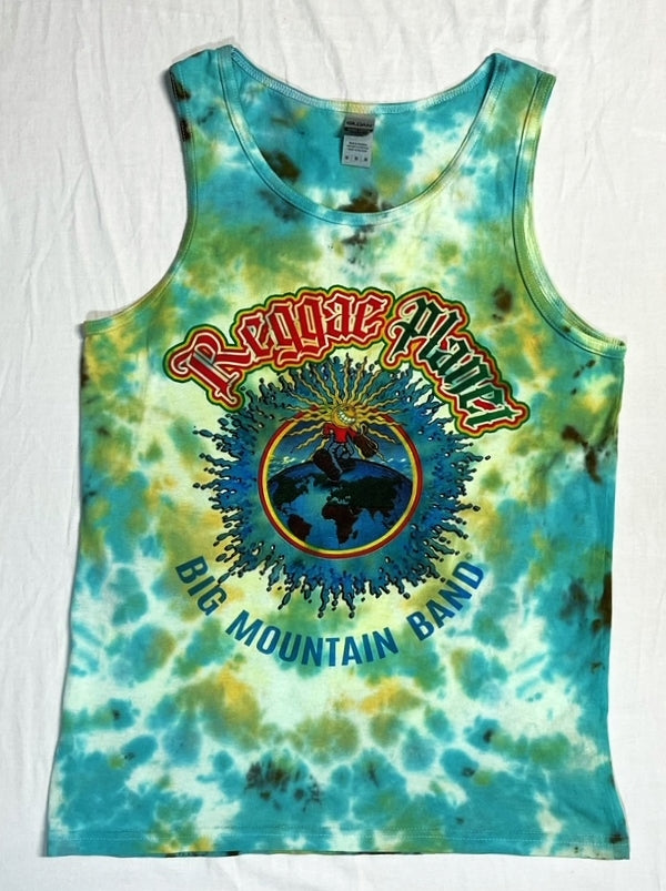 REGGAE PLANET CUSTOM TIE DYE MEN TANK MEDIUM (BIG MOUNTAIN MERCHANDISE)