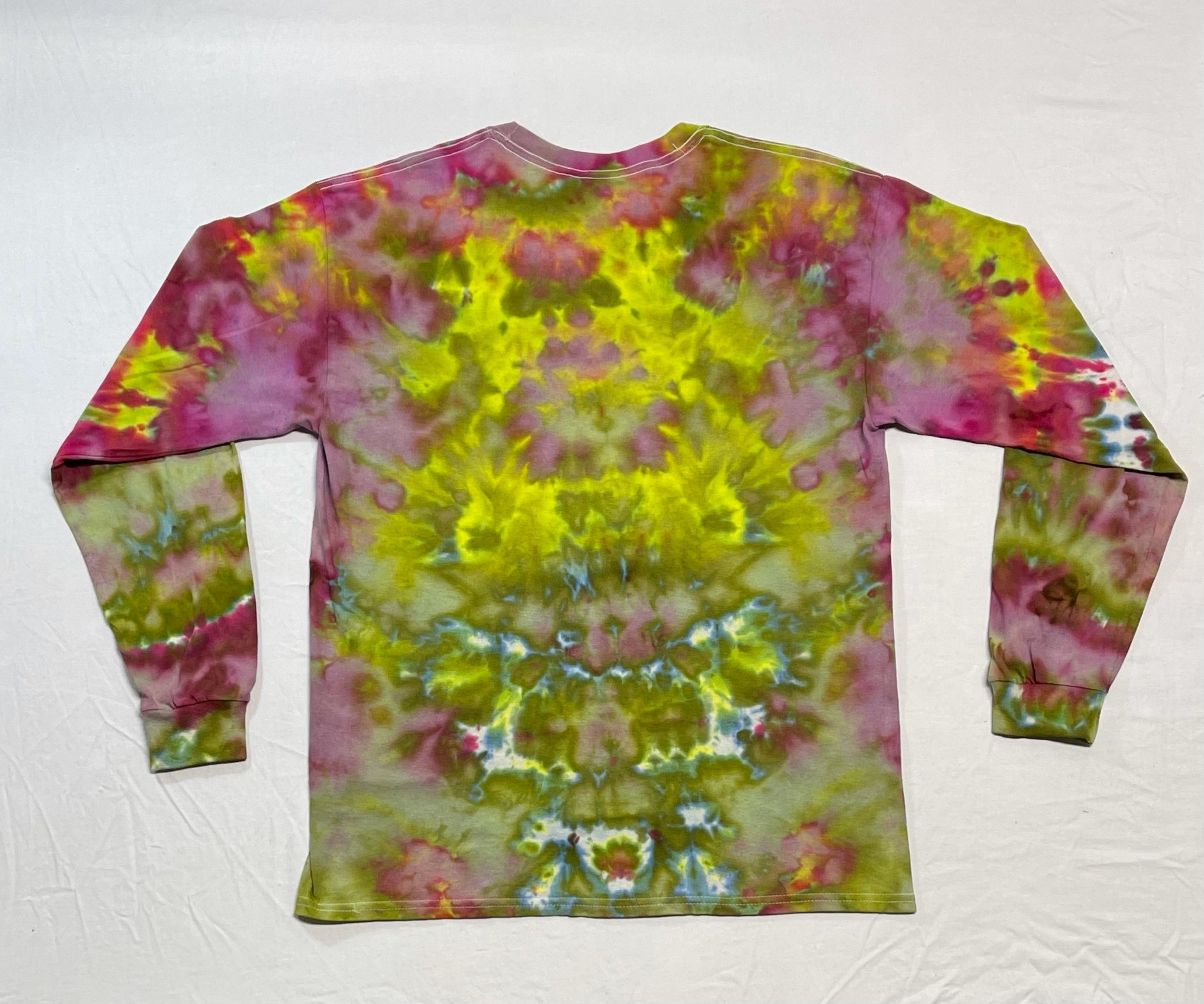 REGGAE PLANET CUSTOM TIE DYE LONG SLEEVE T-SHIRT (SIZE: LARGE) BIG MOUNTAIN MERCHANDISE (100% COTTON)