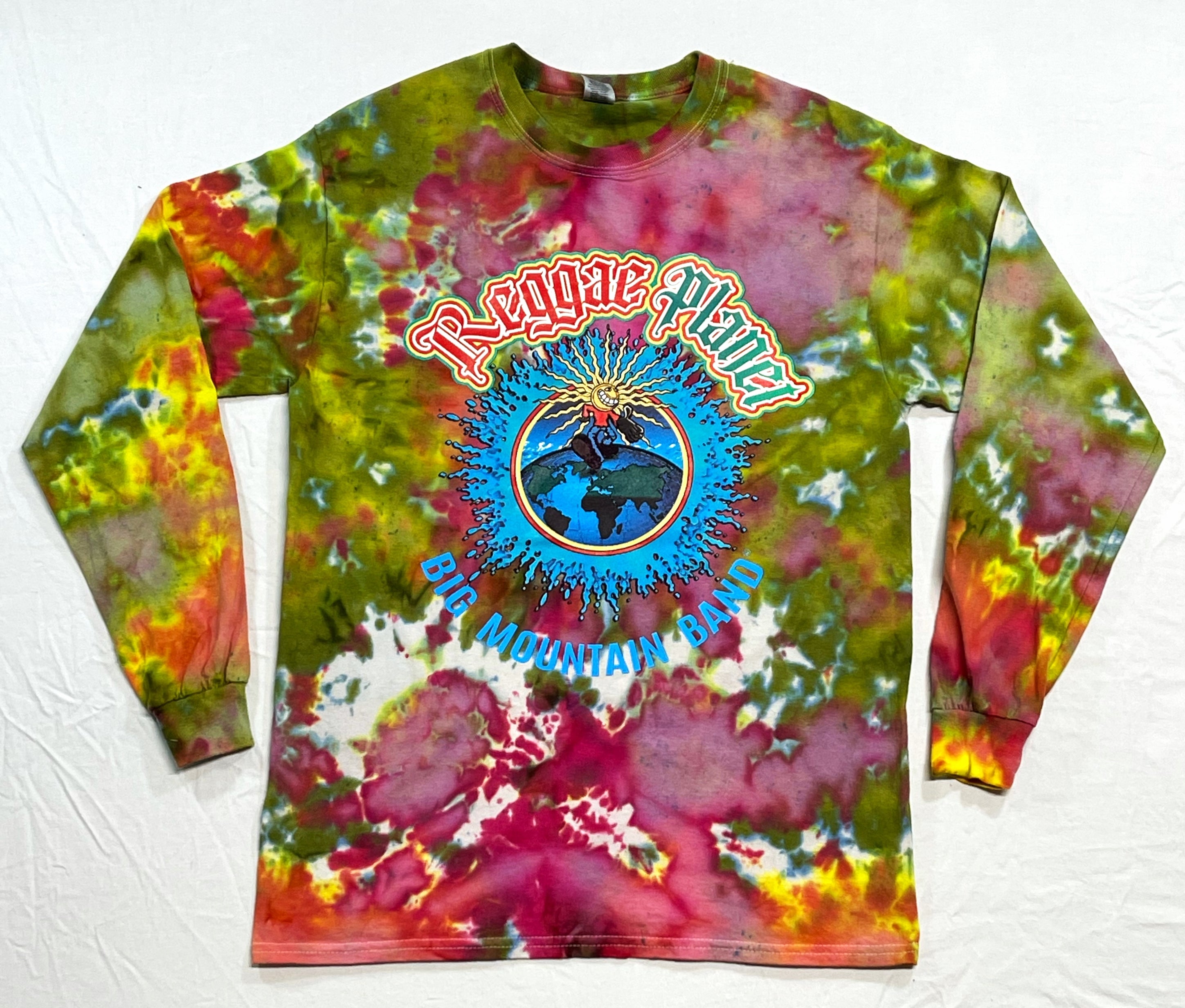 REGGAE PLANET LONG SLEEVE TIE DYE SHIRT (SIZE: M) (BIG MOUNTAIN BAND MERCHANDISE)