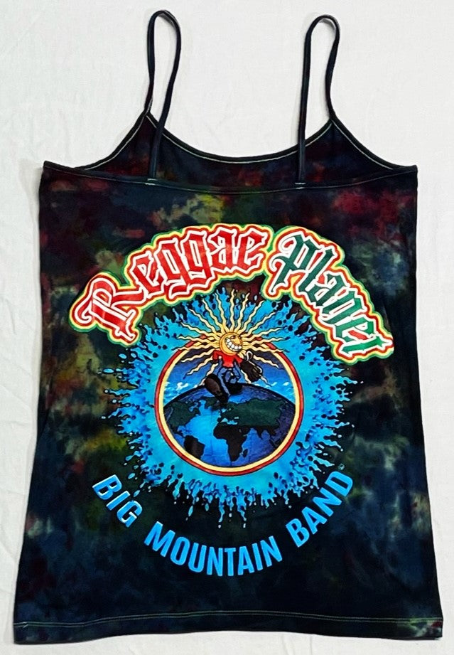 REGGAE PLANET CUSTOM TIE DYE THIN STRAP TANK  (MEDIUM) (BIG MOUNTAIN MERCHANDISE)